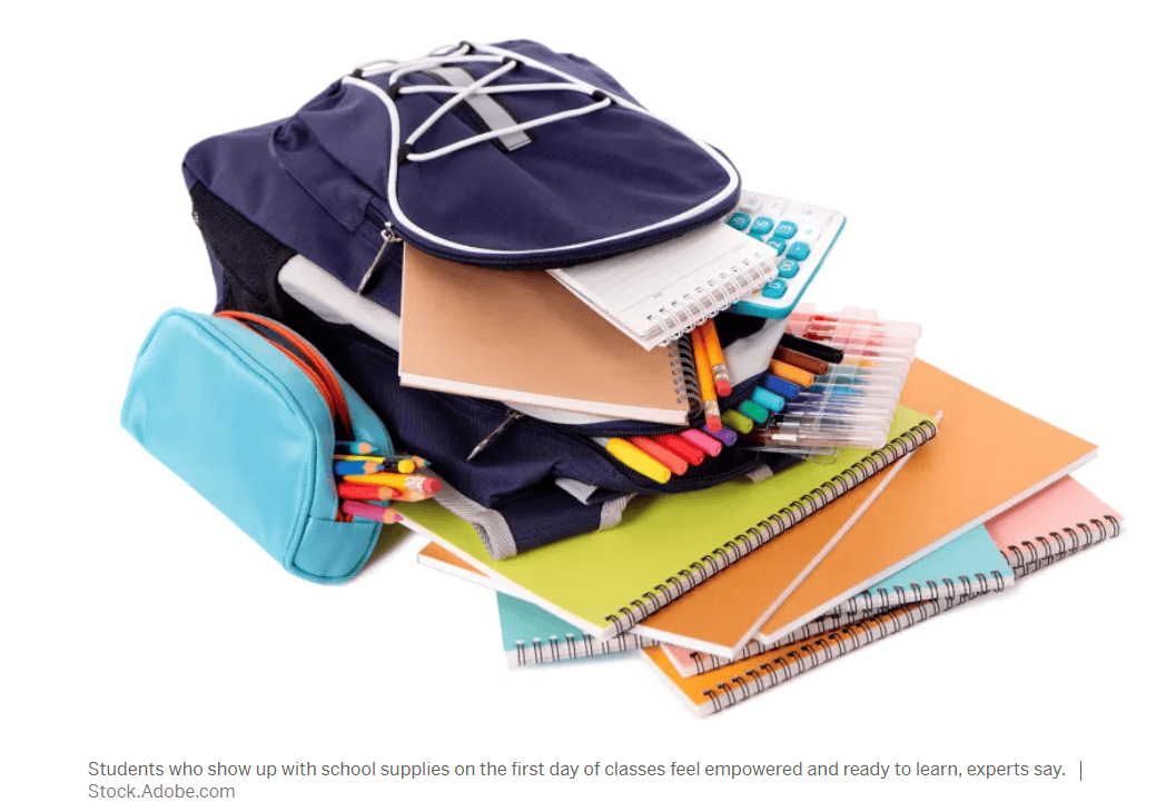 Backpack filled with school supplies