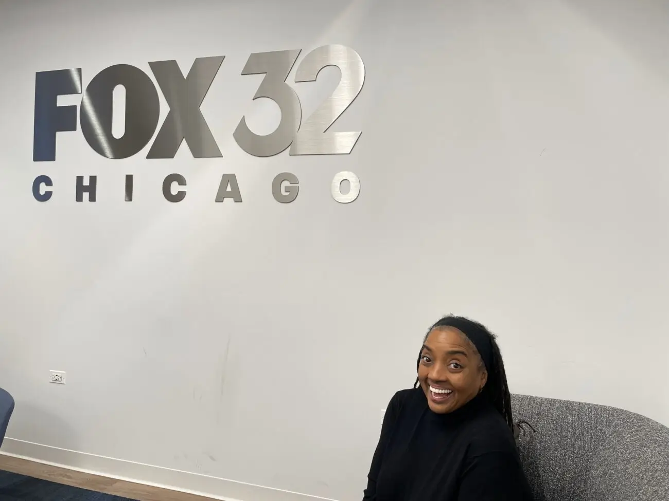 Judith visits Fox 32 studios for interview on bullying.