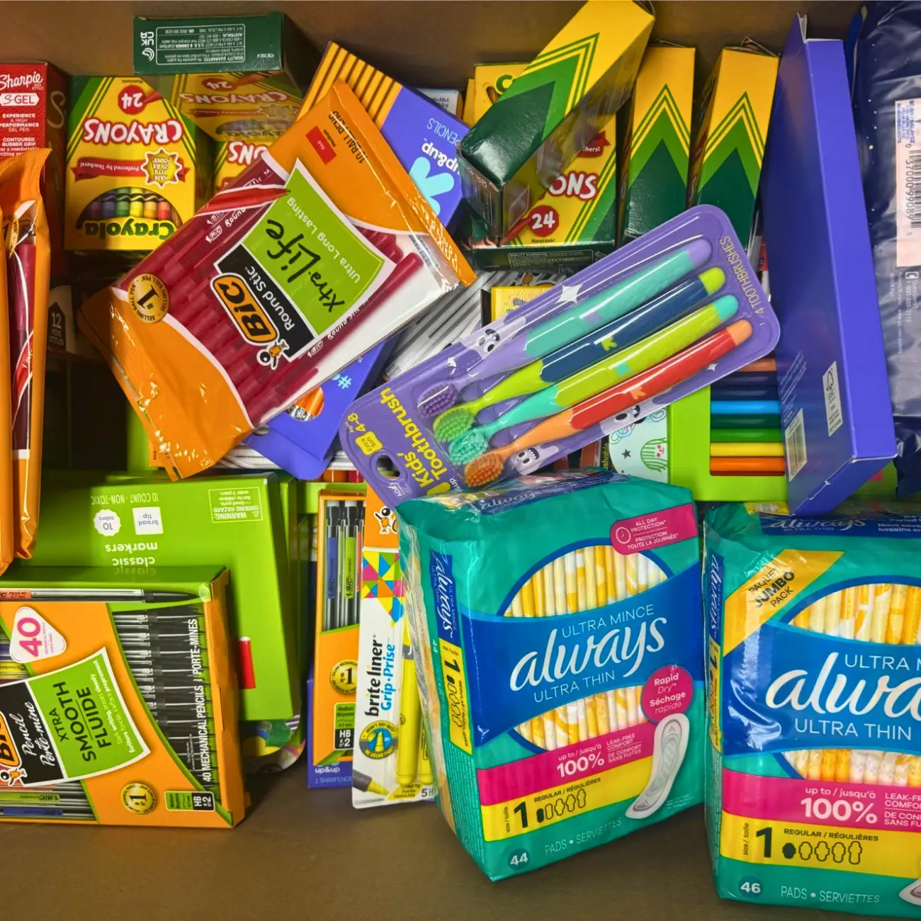 Close-up of school supplies